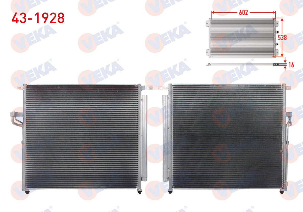 Veka 43-1928 A/C Condenser Ford Ranger 2.2 TDCi 2011 — Condensers & Evaporators