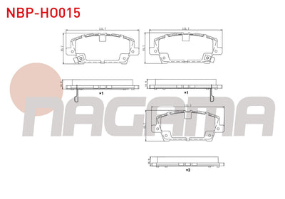 NAGAMA NBP-HO015 Brake Pad Front with Wear Indicator Honda Civic VIII 1.4 2005-2012 / Civic VIII 1.8 2005-2012 / — Brake Pads