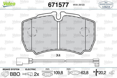 Valeo 671577 Brake Pad Rear Ford Transit V347 Jumbo 3.2 TDCi 200PS Rear Pair Wheel — Brake Pads