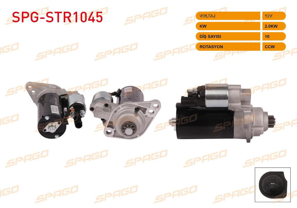 SPAGO SPG-STR1045 Starter Motor 12V 1.7 KW 10 Outer Ccw (Str6558) Transporter T5-Passat B6-Jetta III-Golf V (1.9 TDI Vehicles for)