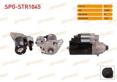 SPAGO SPG-STR1045 Starter Motor 12V 1.7 KW 10 Outer Ccw (Str6558) Transporter T5-Passat B6-Jetta III-Go — Starting & Charging
