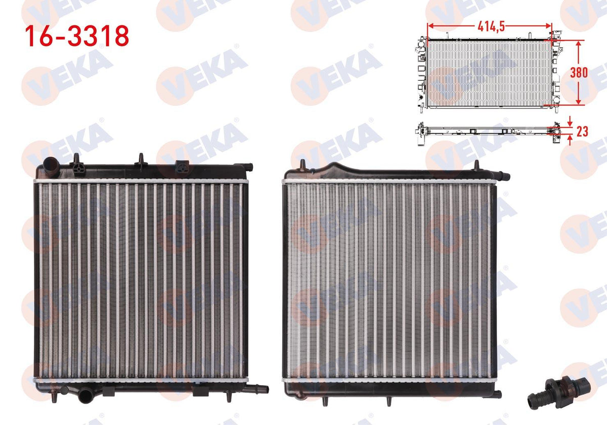 Veka 16-3318 Su Radiator Mechanical Peugeot 207 (Wa,Wc) 1.4i M-T 2006-2012 — Radiators & Fans