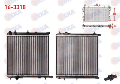 Veka 16-3318 Su Radiator Mechanical Peugeot 207 (Wa,Wc) 1.4i M-T 2006-2012 — Radiators & Fans