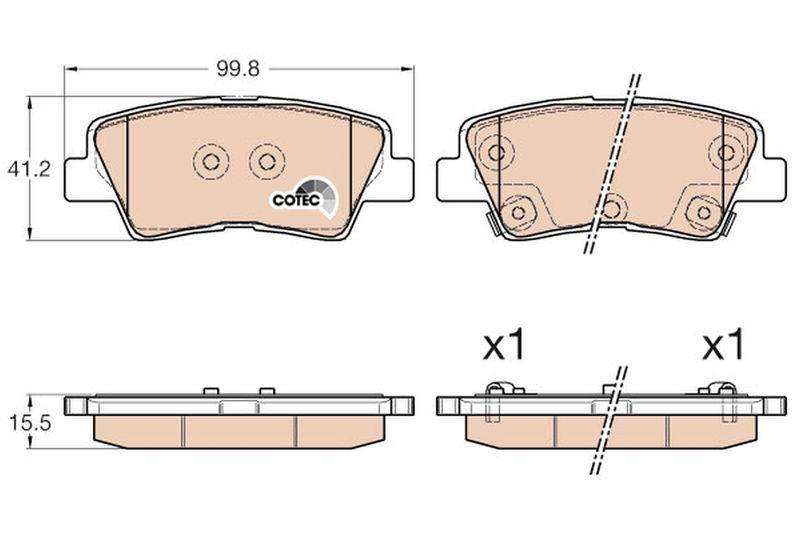 TRW GDB3537 Brake Pad Rear Accent IV Sedan, Bayon and 3 more models — Brake Pads