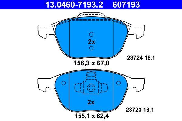 ATE 13.0460-7193.2 Brake Pad Front C-Max 03-13 Focus II-III Kuga Tourneo Connect Transit Connect Mazda 3-5 Volvo — Brake Pads
