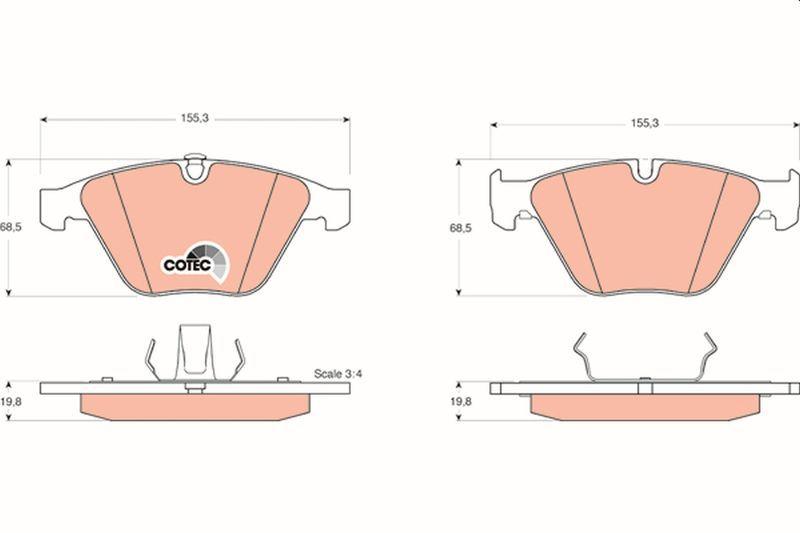 TRW GDB1498 Front Brake Pad Set for BMW E82, E90, E93 — Brake Pads