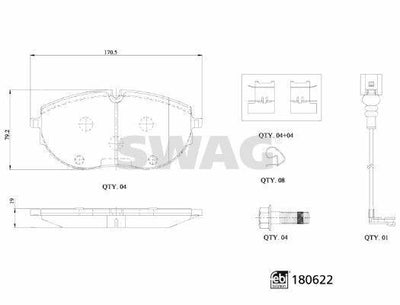 SWAG Brake Pads 33107793 for VW Transporter - ECE R90 Approved