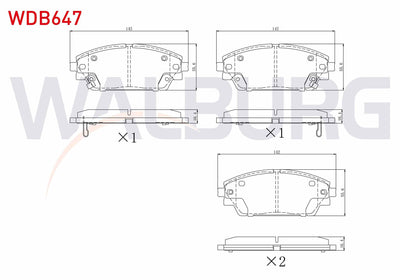 WALBURG WDB647 Brake Pad Front with Wear Indicator Mazda 3 (Bm) Skyactive G100-G120-G165-D150 2013 — Brake Pads