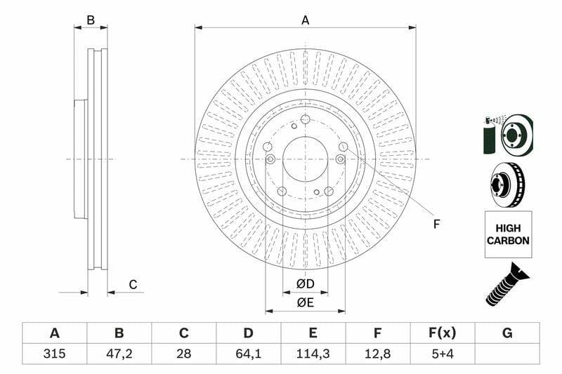 BOSCH Disc Brake Rotors 15-Cr-V 1.6 i-Dtec — Brake Rotors & Drums