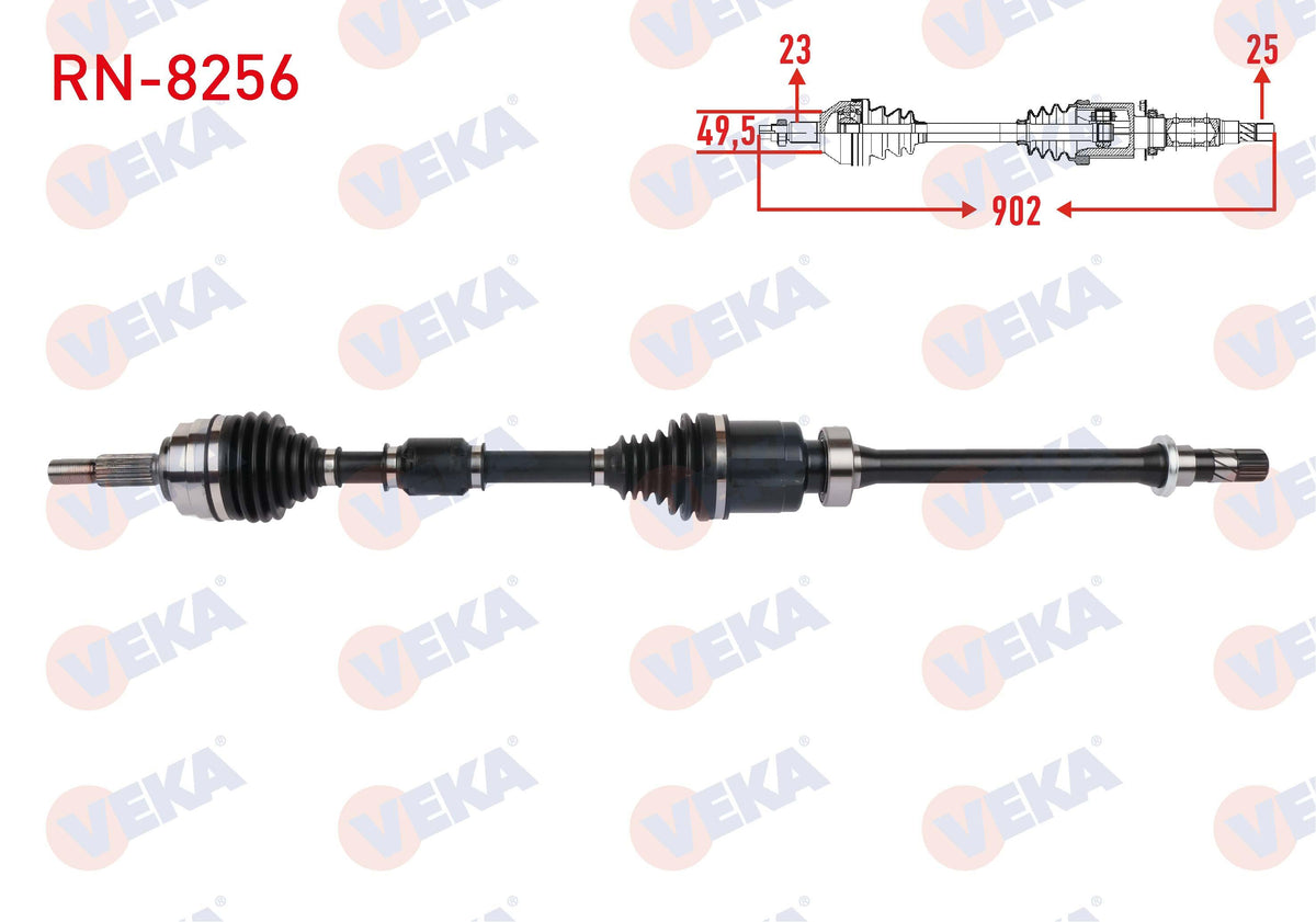 Veka RN-8256 Complete Axle Right Front Length 902mm Renault Clio V (B7_) 1.0 TCE 100 (B7mt) Jt4 A-T Snz. 2019