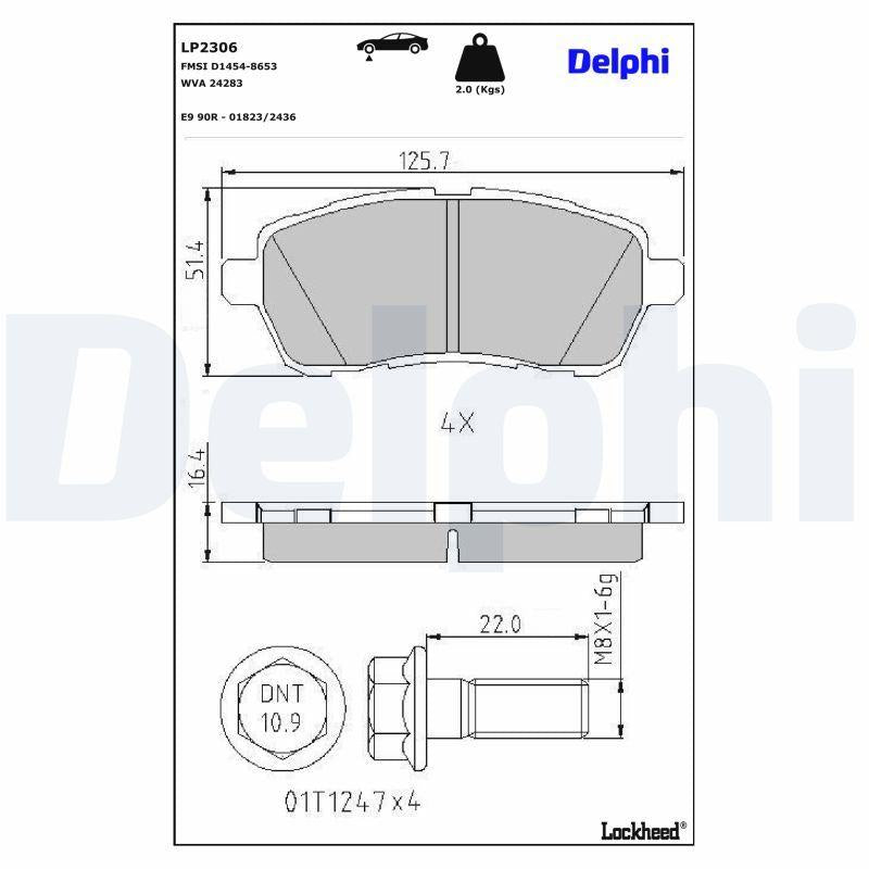 Delphi LP2306 Brake Pad Front Fiesta VI Cb1/Ccn 08-17 1.0-1.6 Ti/TDCi Ecoboost Mazda 2 — Brake Pads