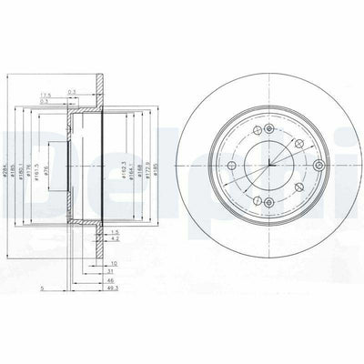 Delphi BG4012 Rear Disc Brake - Compatible with 06 Sonata and Ka. Magentis — Brake Rotors & Drums