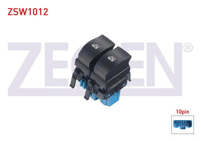 Zegen ZSW1012 Glass Release Switch Twin Orange Light 10 Pin Renault Megane II-Scenic II 2002-2009 — Switches & Relays