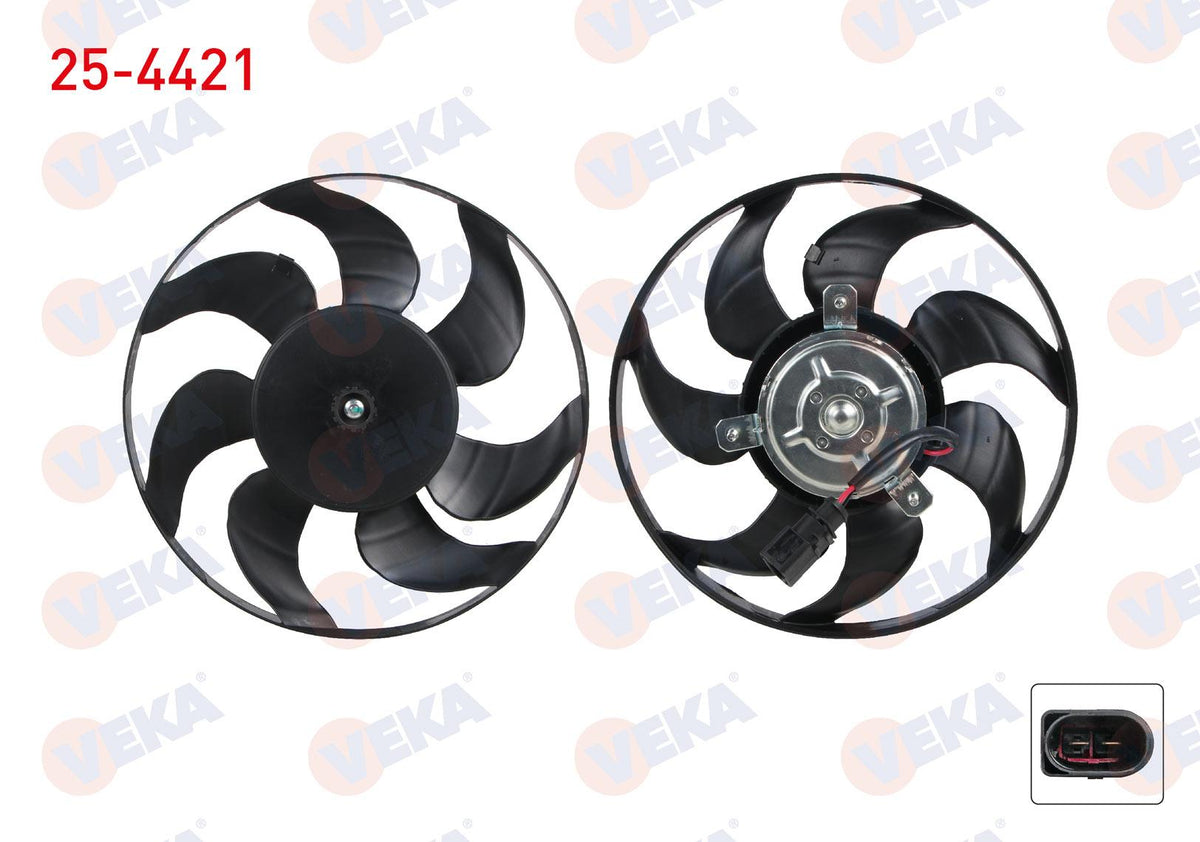 Veka 25-4421 Fan Motor A/C Condenser Volkswagen Golf V (1K1) 1.4i 290mm Small 2003-2009 — Condensers & Evaporators