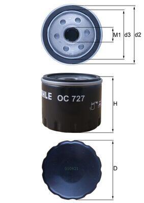 Mahle OC727 Oil Filter 06-Clo.3-Kng.3-Lgn.2-Mgn.2.3-Flu-Trf-Vvr-Log-Snd-Dst 1.5 dCi-1.9Dci — Oil Filters