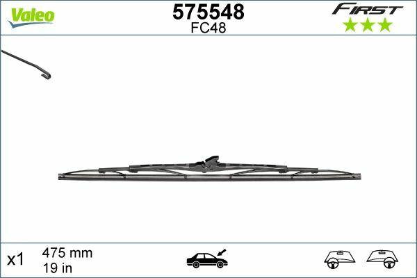VALEO 575548 - 19 Inch Wiper Blade with Hook — Wipers