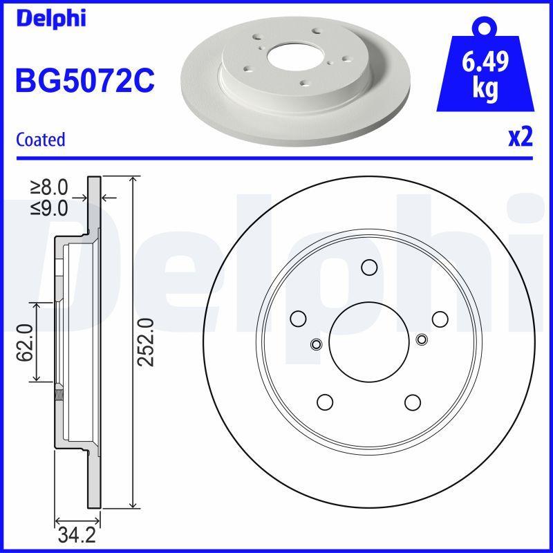 Delphi BG5072C Brake Disc (Twin Pack)-Painted, Deliksiz