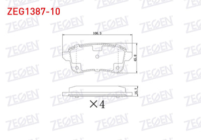 Zegen ZEG1387-10 Brake Pad Rear Renault Megane IV Sedan (Lv-) (Electronic El Brake Olan Vehicles for) 1.5 dCi 20 — Brake Pads
