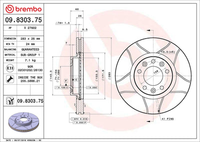 Brembo 09.8303.75 Brake Disc Front Max Peugeot — Brake Rotors & Drums