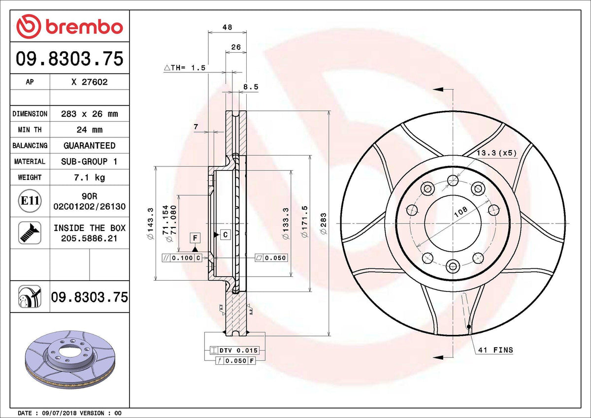 Brembo 09.8303.75 Brake Disc Front Max Peugeot — Brake Rotors & Drums