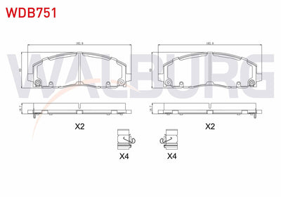 WALBURG WDB751 Brake Pad with Wear Indicator Front Fiat Freemont (Jf) 2.0 Mjt 2011 — Brake Pads