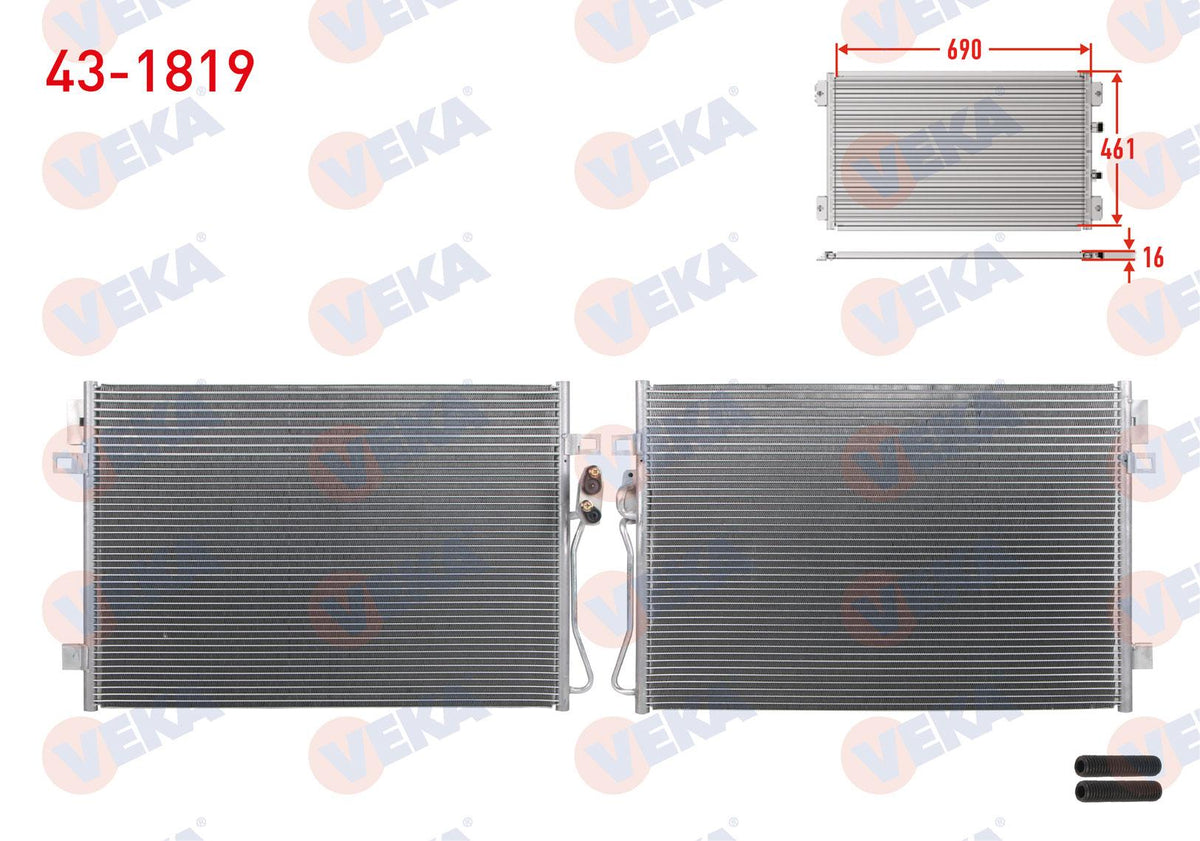 Veka 43-1819 A/C Condenser Fiat Freemont (Jf) 2.0 Mjt A-T 2011 — Condensers & Evaporators
