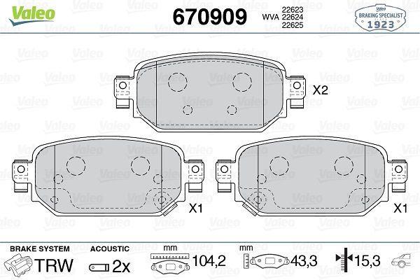 VALEO 670909 Rear Brake Pads - Disc Brake System