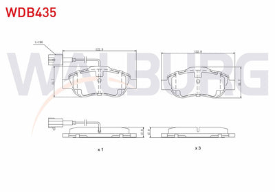 WALBURG WDB435 Brake Pad Front with Connector Fiat Fiorino 1.3 Mjt 2007-/ Linea 1.3 Mjt 2007-/ Linea 1.4 2007-/ — Brake Pads