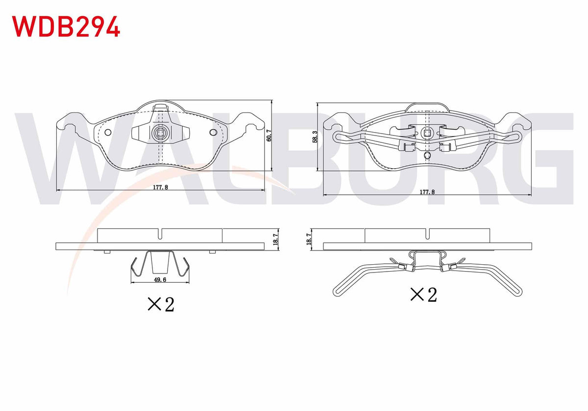 WALBURG WDB294 Brake Pad Front Ford Focus I 1.6i 16V 1998-2004 / Focus I 1.8i 16V 1998-2004 / Focus I 1.8 TDCi 1 — Brake Pads