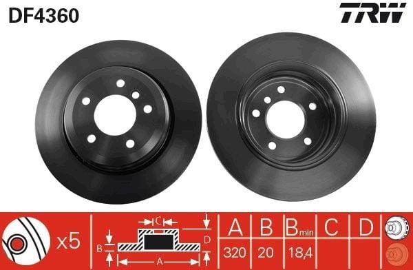 TRW DF4360 Brake Disc - Ventilated Design for BMW 5 Series (E60 & E61) — Brake Rotors & Drums