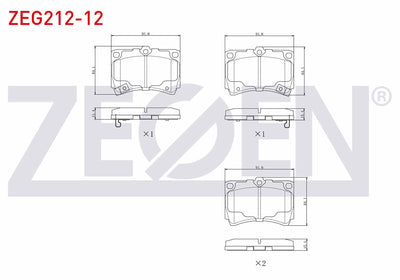 Zegen ZEG212-12 Brake Pad Front with Wear Indicator Mazda 323 III (Bf) 1.4 1985-1991 / 1.6 1985-1991 / 323 IV (B — Brake Pads