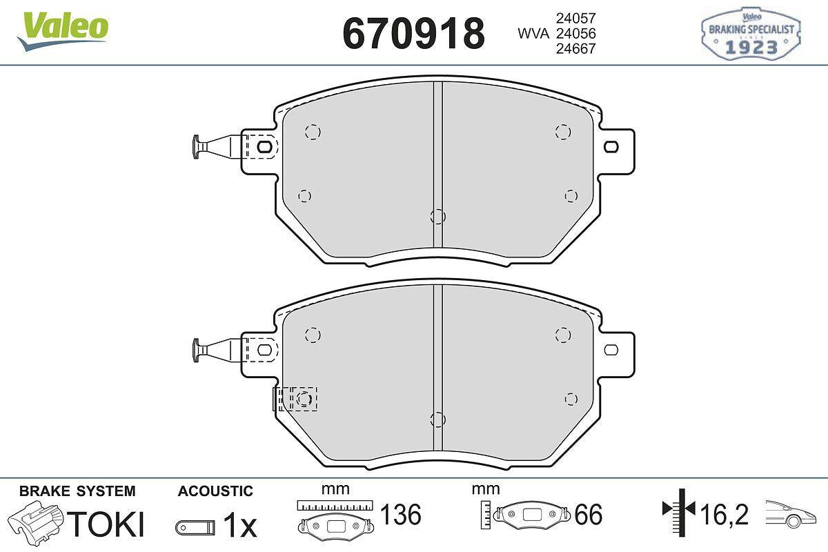 Valeo 670918 Front Brake Pad Infiniti FX35-FX45-FX37 / Nissan Murano 2003 > — Brake Pads