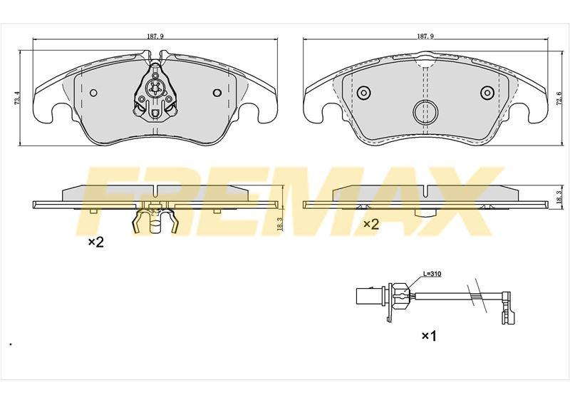 Fremax FBP-1643 Front Brake Pad (Carbon Formula) VW Audi (with Connector) A4-A5-A6-A7-Q5 2008 > — Brake Pads
