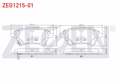 Zegen ZEG1215-01 Brake Pad Front Suzuki Sx4 (Gy) 1.5 Vvt-I 2006-2013 / Sx4 (Gy) 1.6 4X4 2006-2013 / Fiat Sedici — Brake Pads