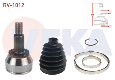 Veka RV-1012 CV Joint Left-Right Front Outer 8 Mısket 31X27x68 Length 158mm Land Rover R.Rover Evo — Axles, CV Joints & Boots