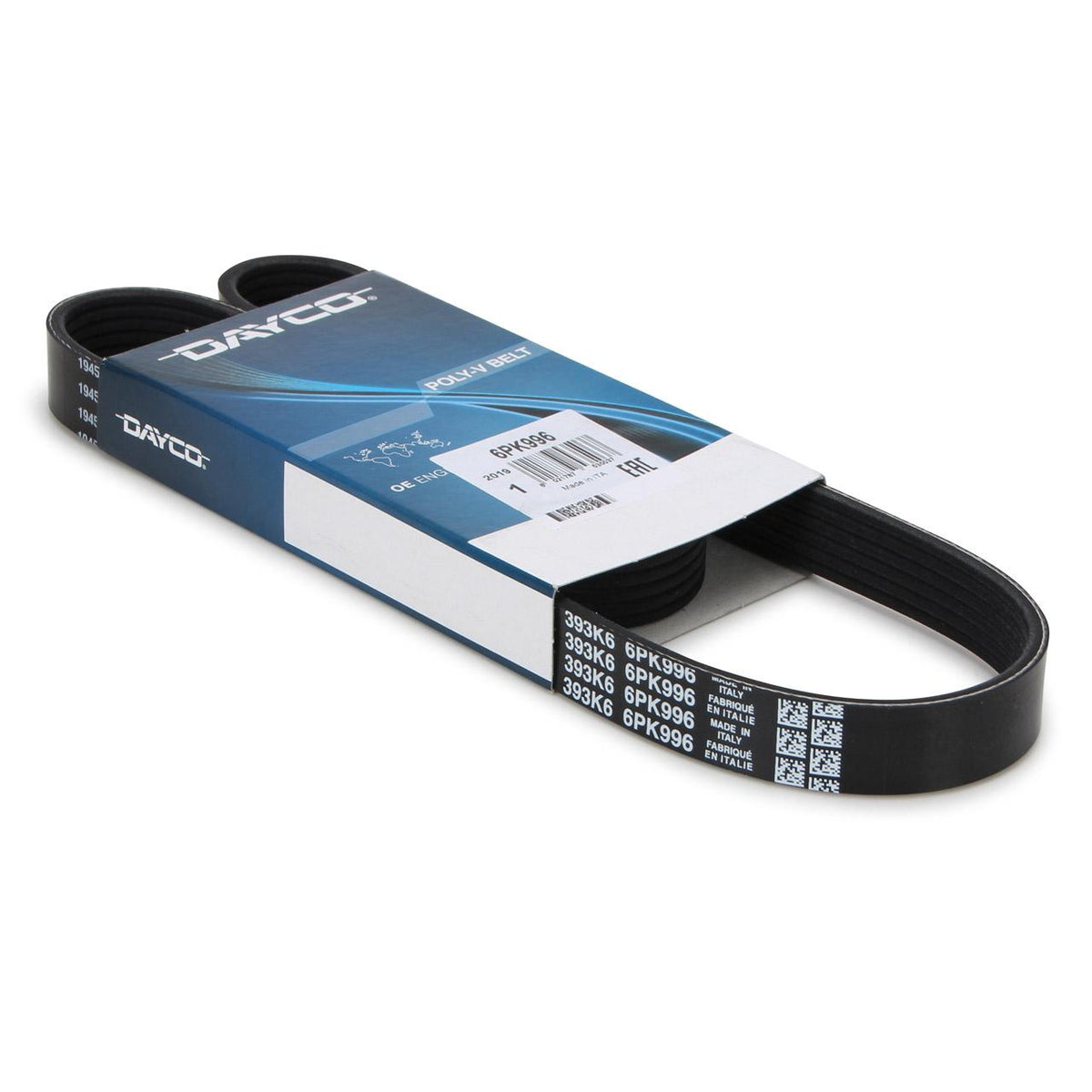 Dayco 6PK996 V-Ribbed Belt (Fiat: Ducato 2.8Jtd / Peugeot: Jumper-Boxer 2.8Hdi 02-VW: Polo 1.4T / Civic 01-06) — Belts