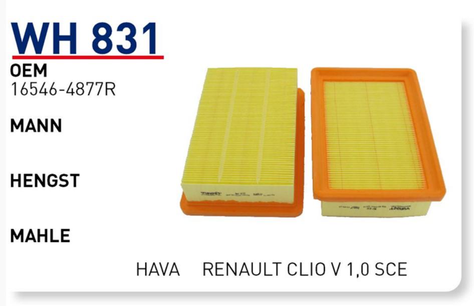 Wunder Renault Clio 5 2019-2022 1.0 Sce & tCe Air Filter — Air & Cabin Filters