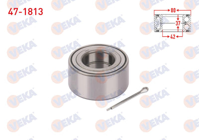 Veka 47-1813 Front Wheel Bearing Left-Right 42X80x37 Fiat Marea 2.0i 1996-2007 /Alfa Romeo 155 2.0 16V 1992 — Wheel Bearings