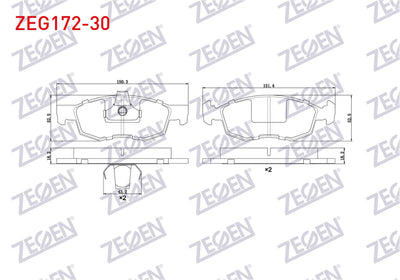 Zegen ZEG172-30 Brake Pad Front Fiat Doblo (119,223) 1.9 JTD 17.80mm 2001-2010 — Brake Pads