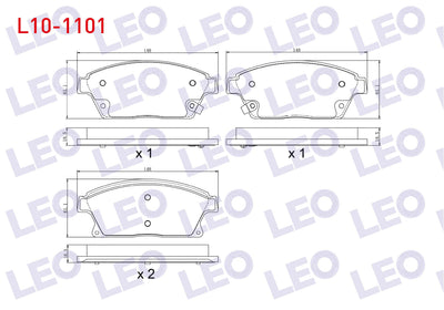 LEO L10-1101 Brake Pad Front with Wear Indicator Opel Astra J 1.6i 16 Rim 2009-2016 / Mokka 1.4 2012-/ Zafira C 1.6 2011-/ Chevrolet Trax 1.6 2012-2014 / Cruze 1.6 2009-2014 /