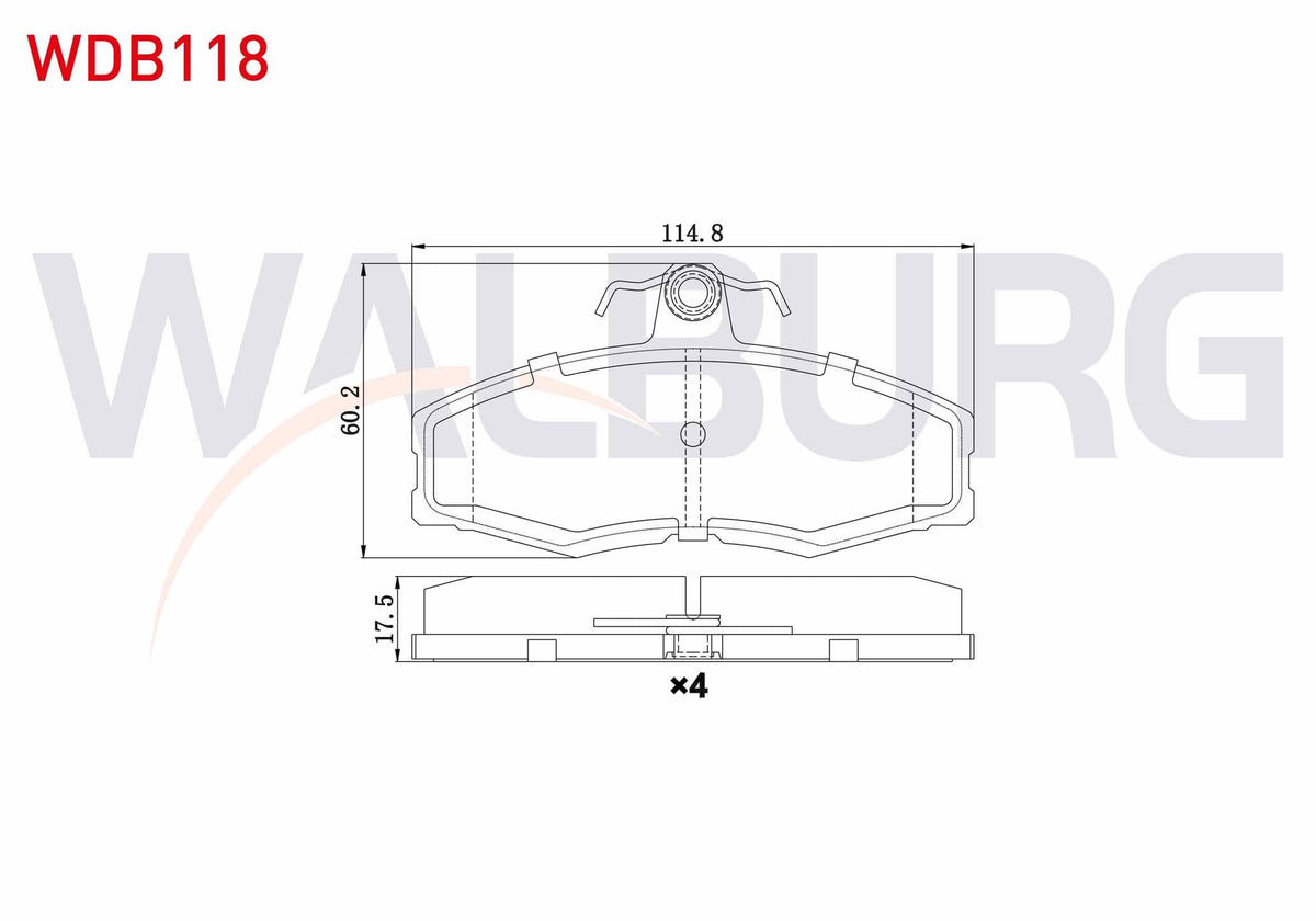 WALBURG WDB118 Brake Pad Front Skoda Favorit 136 1.3 1989-1994 / Forman 1.3 1990-1994 / Favorit Pick Up 1.3 1992 — Brake Pads