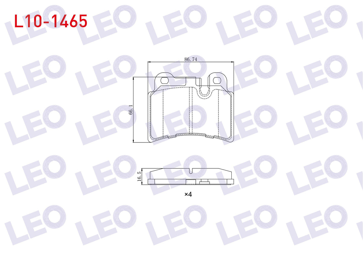 LEO L10-1465 Brake Pad Rear Volkswagen Touareg (7La,7L6,7L7) 3.0 V6 TDI 2002-2010 / Touareg 3.2i V6 2002-2010 / — Brake Pads