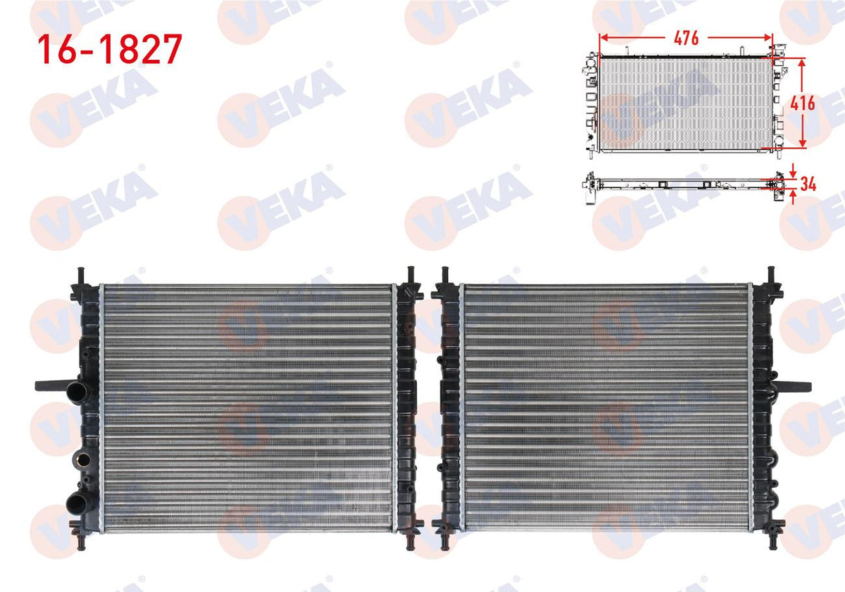Veka 16-1827 Su Radiator Mechanical Fiat Marea (185) 1.6i 16V M-T Ac + 1996-2002 — Radiators & Fans
