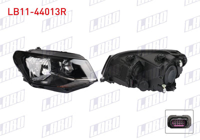 LABO LB11-44013R Headlight Right (Black with Frame) Volkswagen Caddy 2016 — Headlights