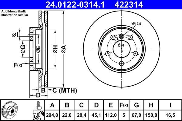 ATE 24.0122-0314.1 Brake Disc Front BMW F45 F46 F48 F39 Mini F55 F56 F57 F60 — Brake Rotors & Drums