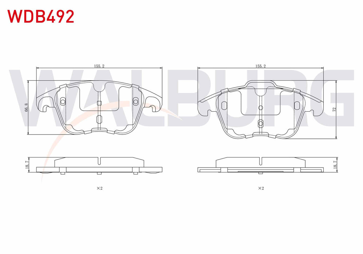 WALBURG WDB492 Brake Pad Front C4 1.6 09-/ C4 Picasso 1.6 HDi 06-13 / 208 II 1.2 Puretech 1.5 HDi 19-/ 2008 II 1 — Brake Pads