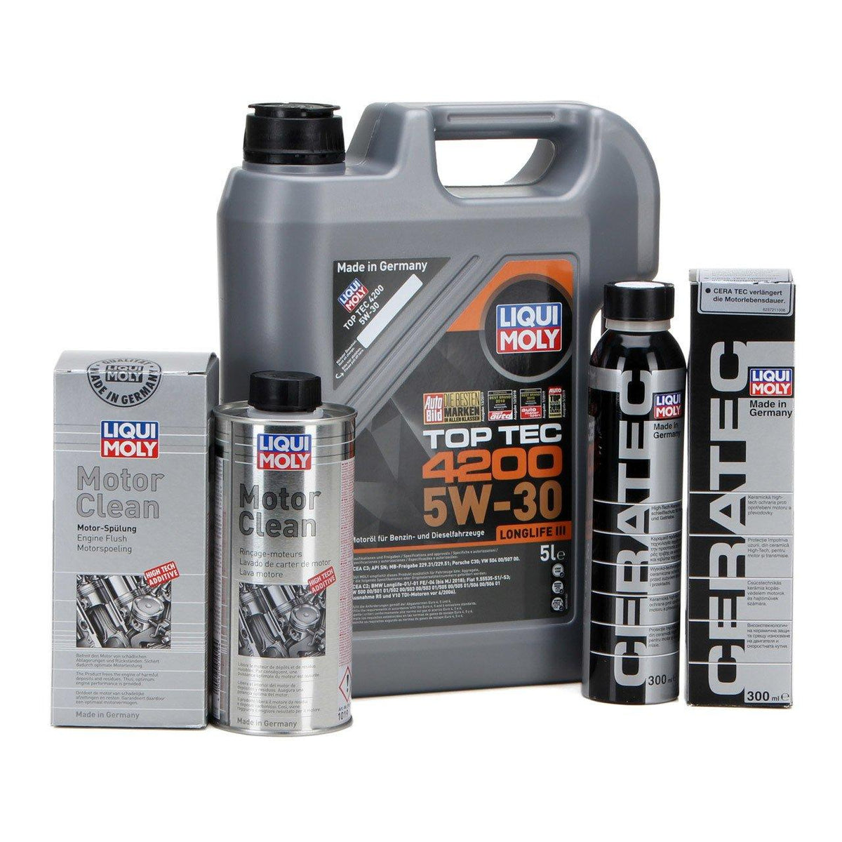 LIQUI MOLY 5W-30 Motor Oil Tam Synthetic Top Tec 4200 5 Litre (8973) + Motor Temizleme — Auto Parts Hall, Fluids & Chemicals