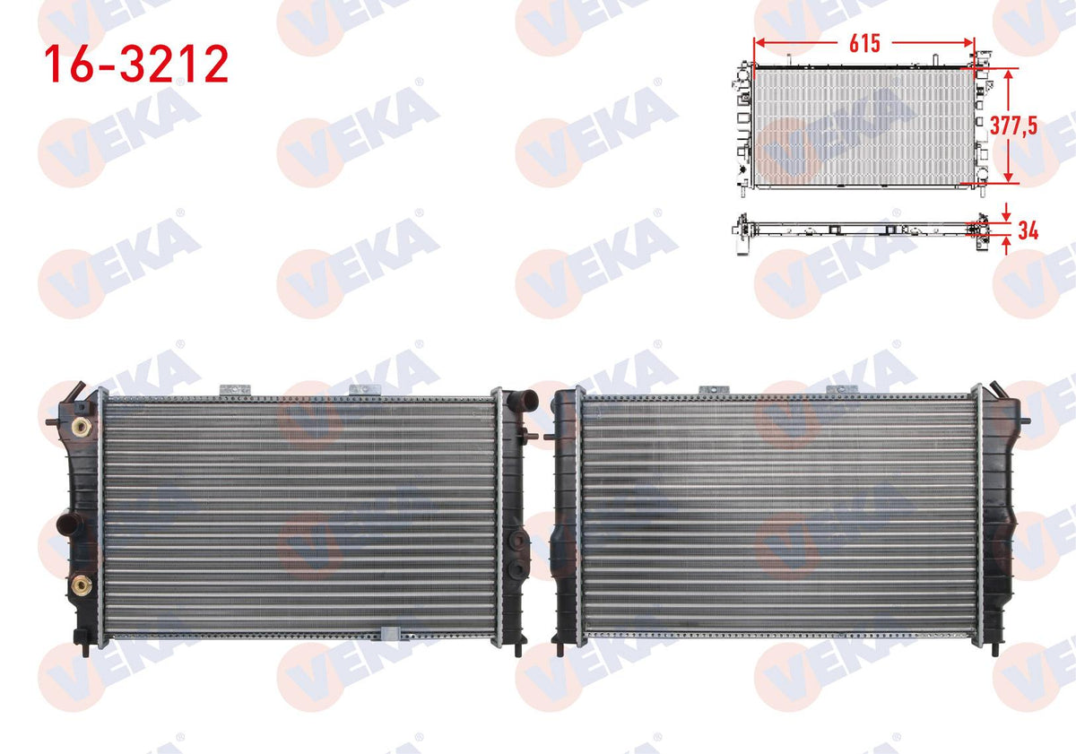 Veka 16-3212 Su Radiator Mechanical Opel Vectra A 1.6 A-T 1989-1995 — Radiators & Fans