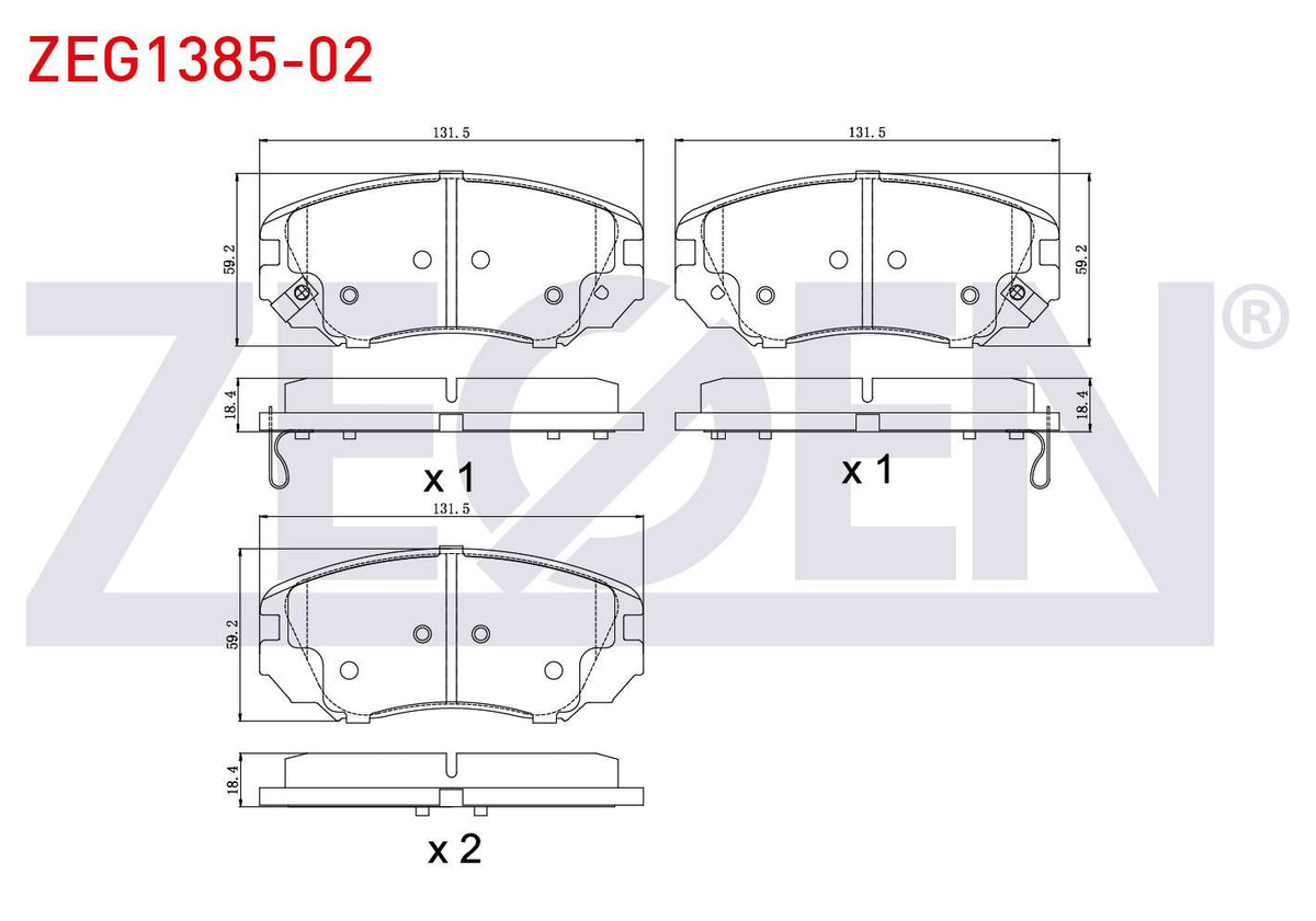 Zegen ZEG1385-02 Brake Pad Front with Wear Indicator Opel Insignia 1.6 16 Rim 2008-/ Insignia 1.6 T 2008-/ Insignia 2.0 CDTi 130 Hp 2008