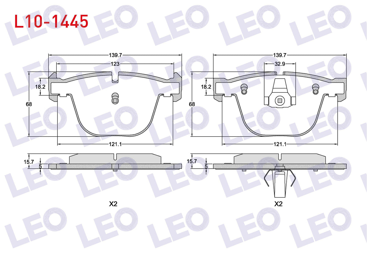 LEO L10-1445 Brake Pad Rear BMW 5 Series Gran Turismo (F07) 520 D 2009 — Brake Pads